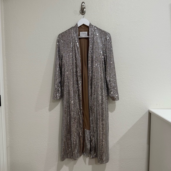 Anthropologie Mare Mare Sequin Duster in Taupe Size Small - Picture 3 of 7